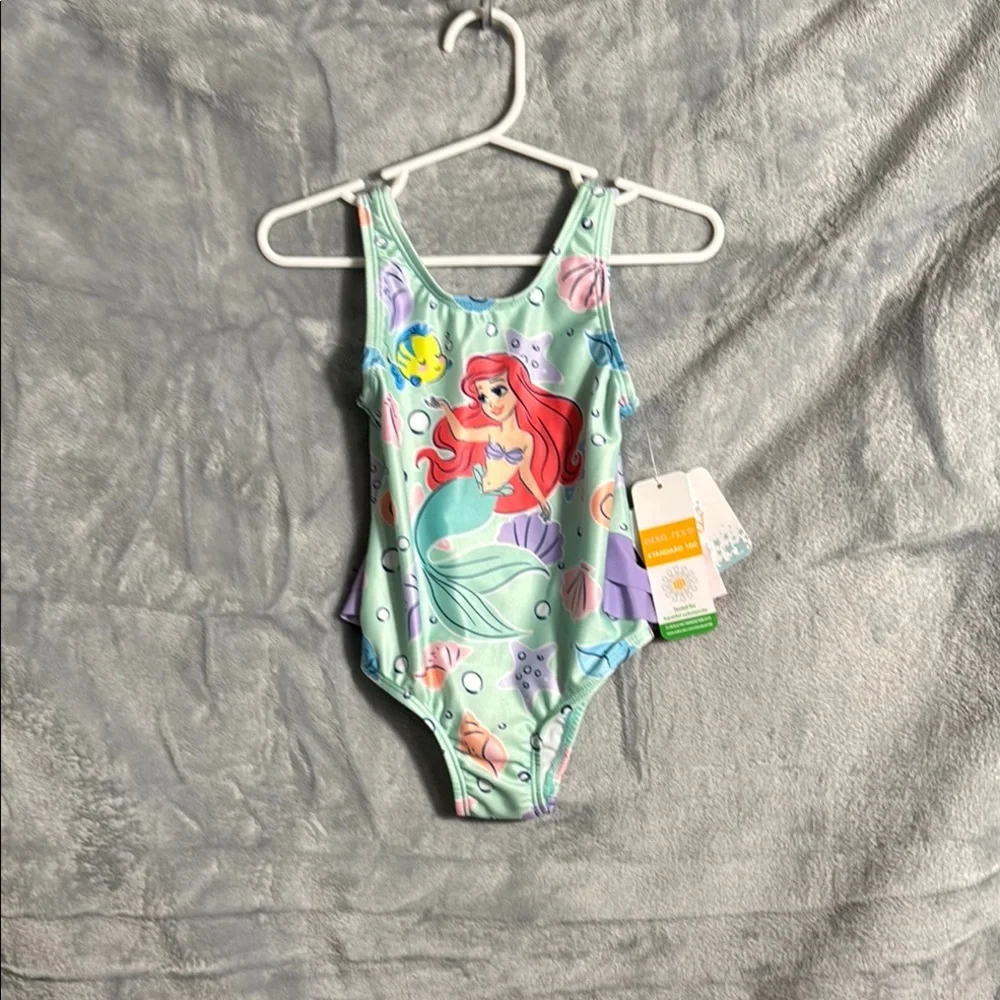 NWT Disney Ariel Kids Swimsuit girls ‎ size 18m Green and purple